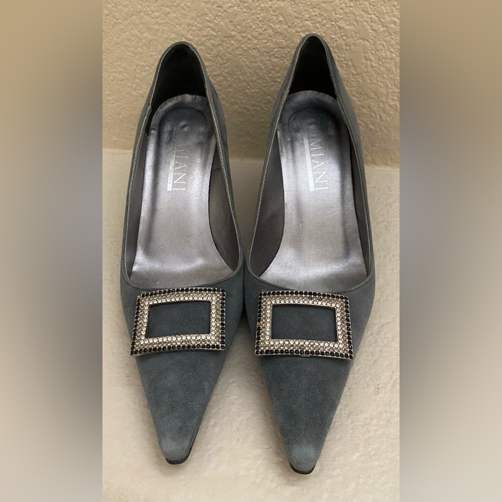Suede Gray leather kitten 2.5 in Heels Made in Italy